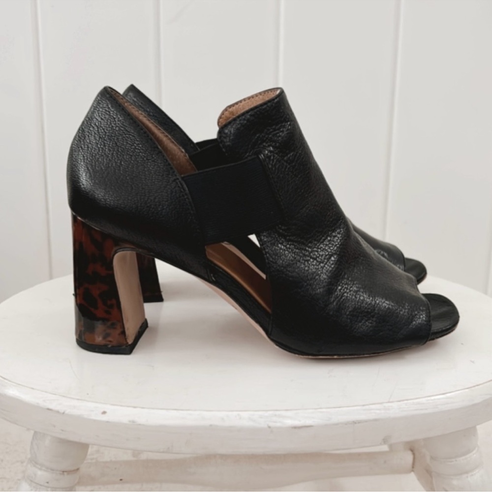 Corso Como Maybel Black Leather Peep Toe
Tortoise Shell Block Heels Women 8.5